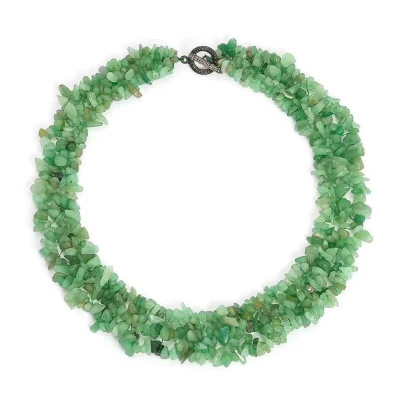 Gemstone Chip Necklace showcasing natural stone chip beads, irregular shapes, and a handcrafted statement necklace appearance.