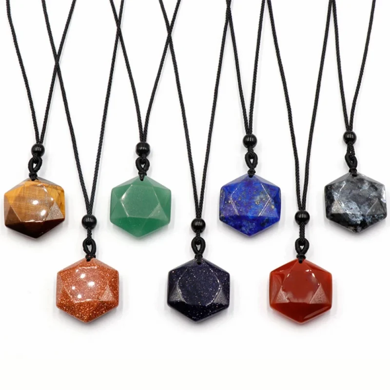 Natural Gemstone Hexagram Pendants