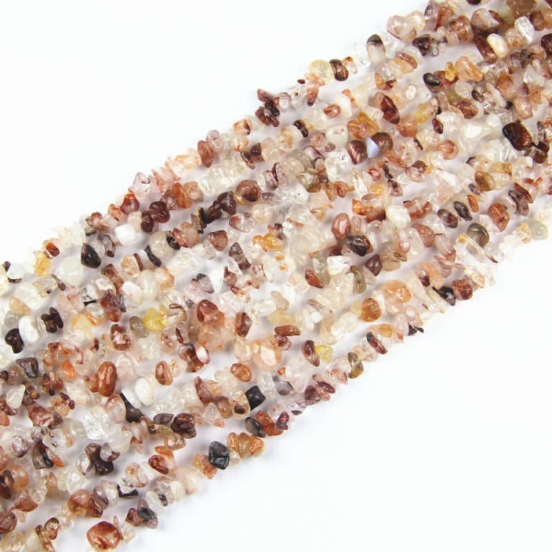 Natural Red Hematoid Quartz Tumbled Chip - Crystal Flower Stone Nugget Beads 32" Strand