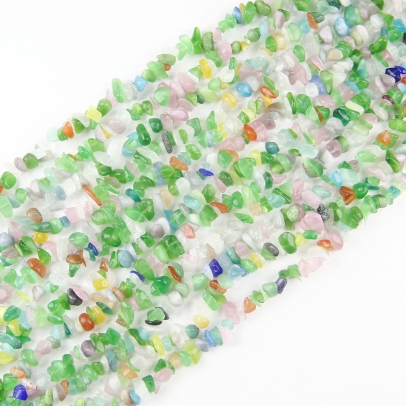 Cat Eye Glass Chip Beads