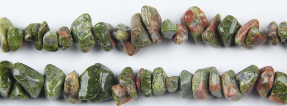 Unakite Nugget Beads in 5-8mm size, perfect for crafting stylish and durable gemstone bracelet beads.