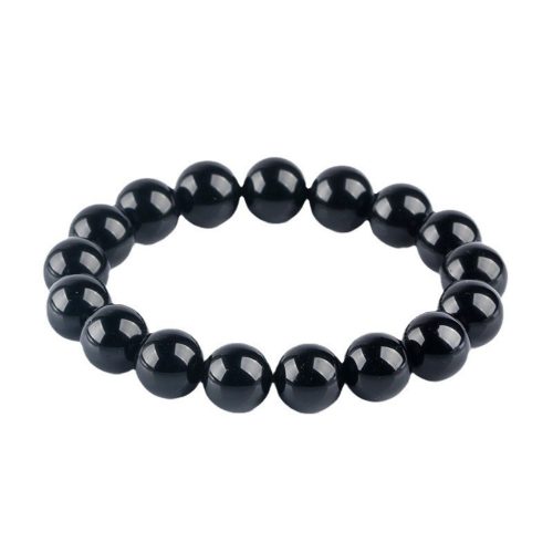 Wholesale stack of natural black obsidian bracelet sizes – stretch elastic healing crystals volcanic glass obsidian for bracelet obsidian lots