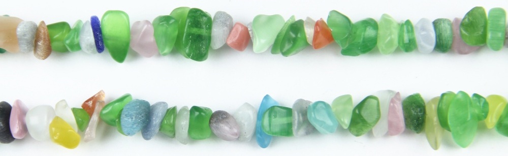 Cat Eye Glass Chip Beads