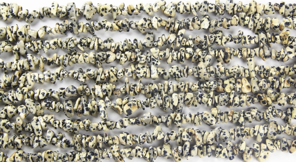 Natural Dalmatian Jasper Chip Beads – Spotted Stone Nugget Beads for Jewelry Making
