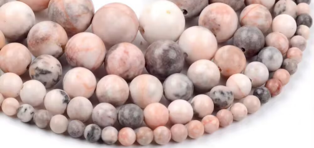 Pink Zebra Jasper Round Beads