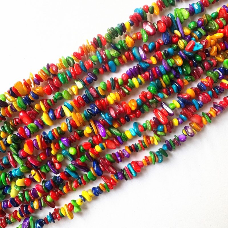 Dyed Shell Nuggets made from natural drilled uncut shell beads for DIY jewelry and craft