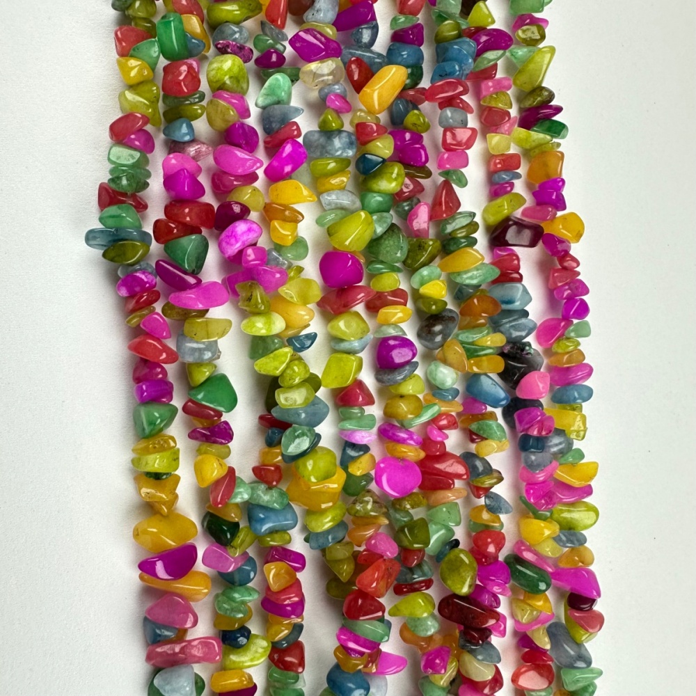 Assorted Rainbow Gemstone Chip Beads & Nugget Gemstone Beads. 5-8mm drilled multi-color chips – high-quality beading supplies.