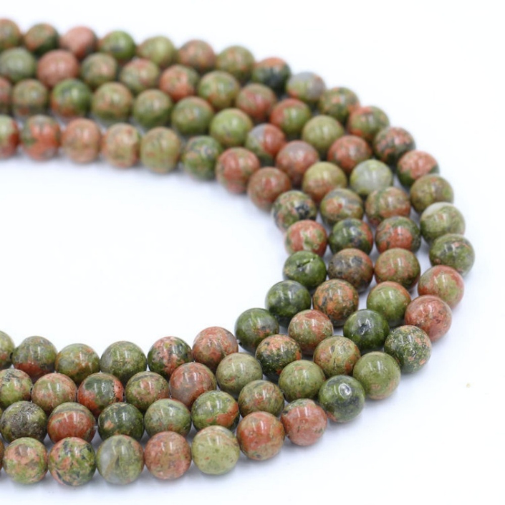 Unakite Loose Beads, 4-12mm, perfect for DIY jewelry projects, offering earthy colors and natural gemstone appeal.