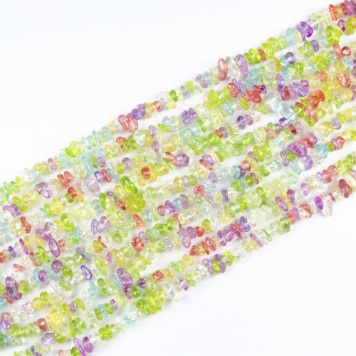 Vibrant irregular glass chip beads, 5-8mm, 80cm strand, perfect for adding a touch of color to your jewelry designs