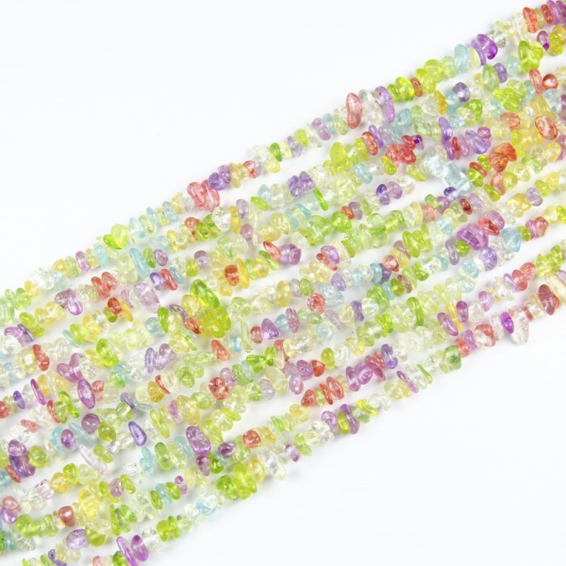 Vibrant irregular glass chip beads, 5-8mm, 80cm strand, perfect for adding a touch of color to your jewelry designs