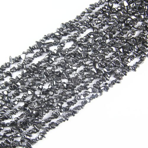Authentic 5-8mm Hematite chip beads, 80cm strand, ideal for creating sleek and stylish DIY jewelry designs