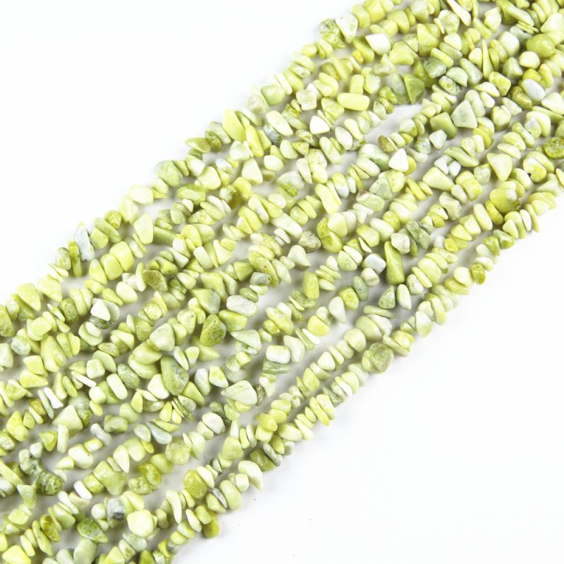 Authentic Lemon Jade chip beads in vibrant yellow-green, 5-8mm, 80cm strand, perfect for jewelry making