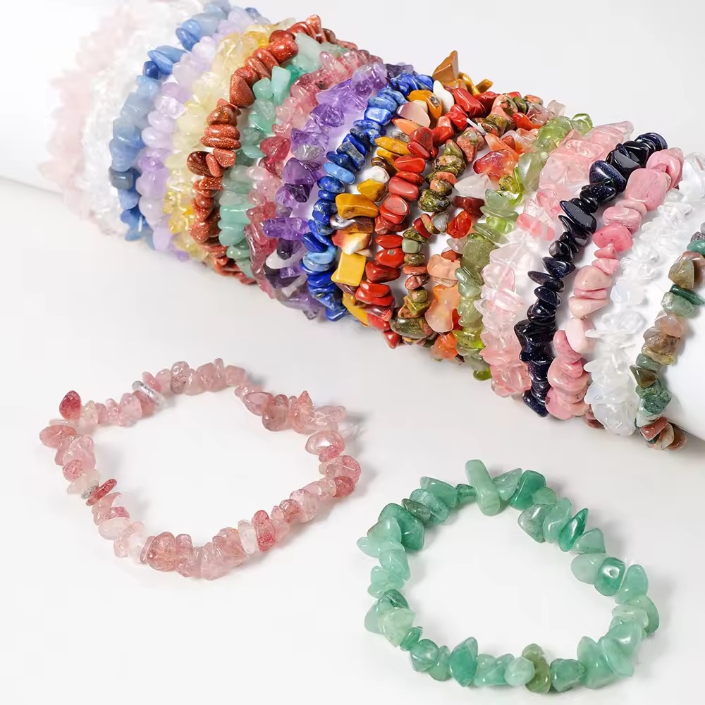 Natural Gemstone Chip Bracelets