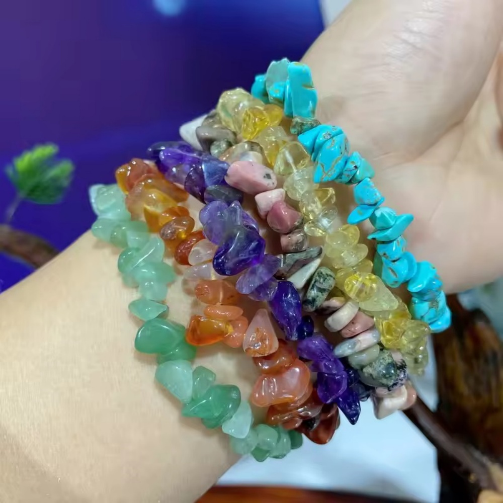Natural Gemstone Chip Bracelets