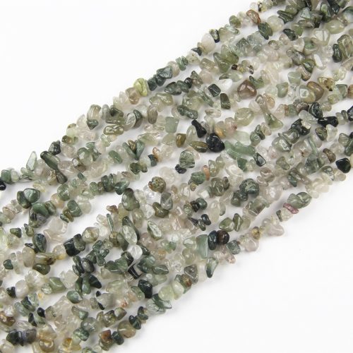 Wholesale Authentic Green Rutile Quartz Chip Beads and Irregular Stone Beads on a 80cm full strand