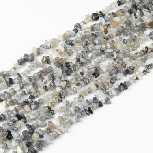 Black Rutilated Quartz Nugget Beads, 5-8mm. Perfect for making DIY jewelry like bracelets, necklaces, and earrings with unique natural crystal patterns.