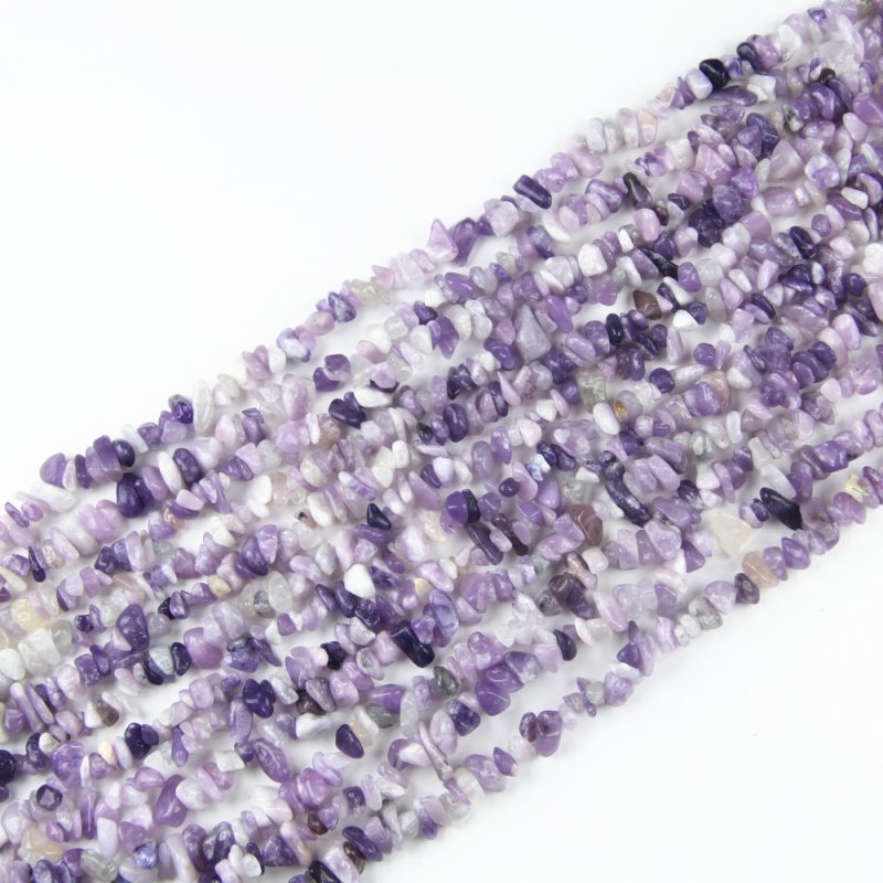 Serene Lilac Quartz Chip Beads Strand with natural purple nuggets. Drilled for crafting – top choice for healing jewelry & premium beading supplies.