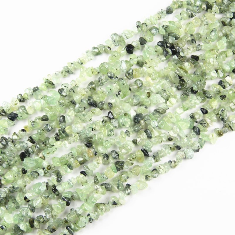 Authentic Prehnite chip beads on full 80cm strand – natural polished gemstone chip beads in soft translucent green, approximately 200-230 loose beads for jewelry making