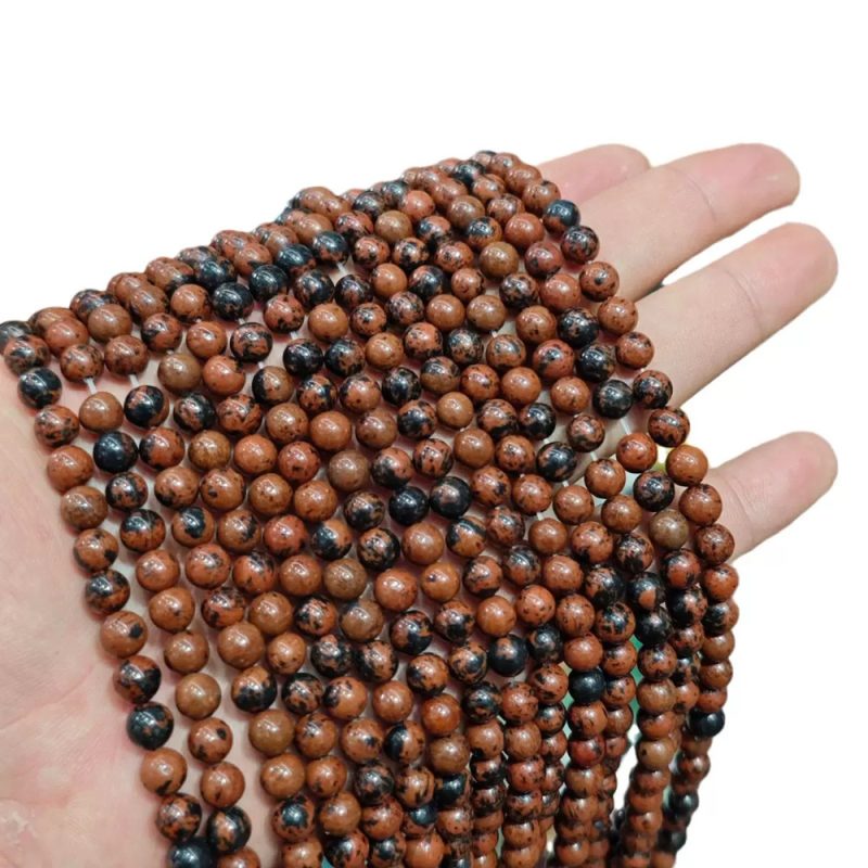 Perles En Obsidienne Mahogany (Acajou) Naturelle De 6mm - Pour Lithothérapie Et Création De Bijoux