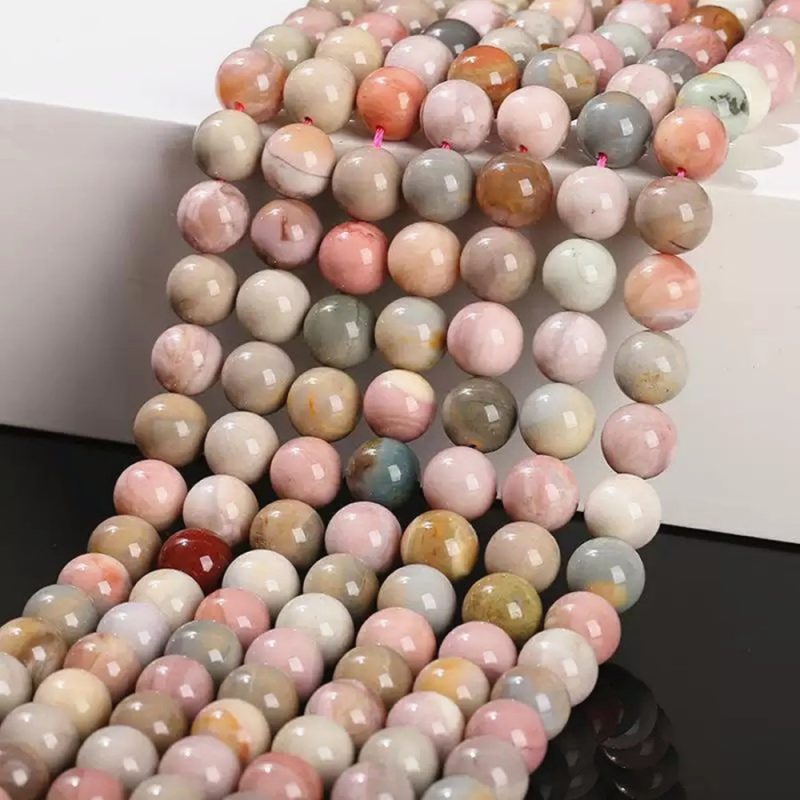 Natural Alashan Agate Round Beads – Alxa Agate Loose Gemstone Beads for Jewelry Making