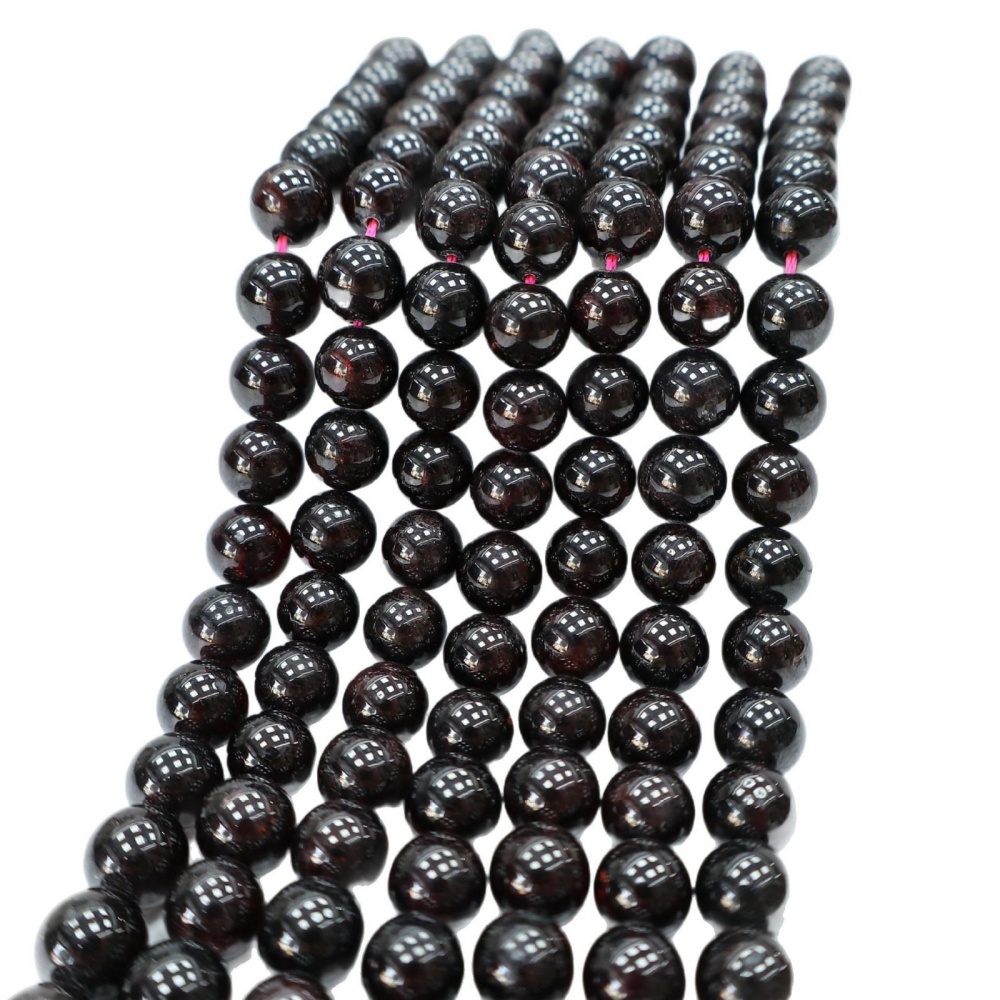 Natural Garnet Round Beads – Genuine Loose Stone Beads Strand for DIY Jewelry Making 8mm - Image 2