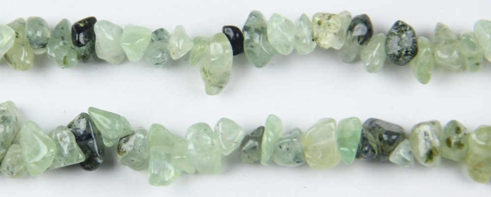 Prehnite chip beads showing size range including 5-8mm – high-quality drilled and polished real crystal beads for jewelry making