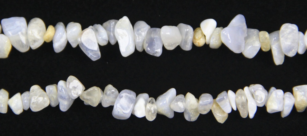 Close-up of Blue Chalcedony Chip Beads, drilled, irregular, loose Gemstone Chip Beads for handmade jewelry components