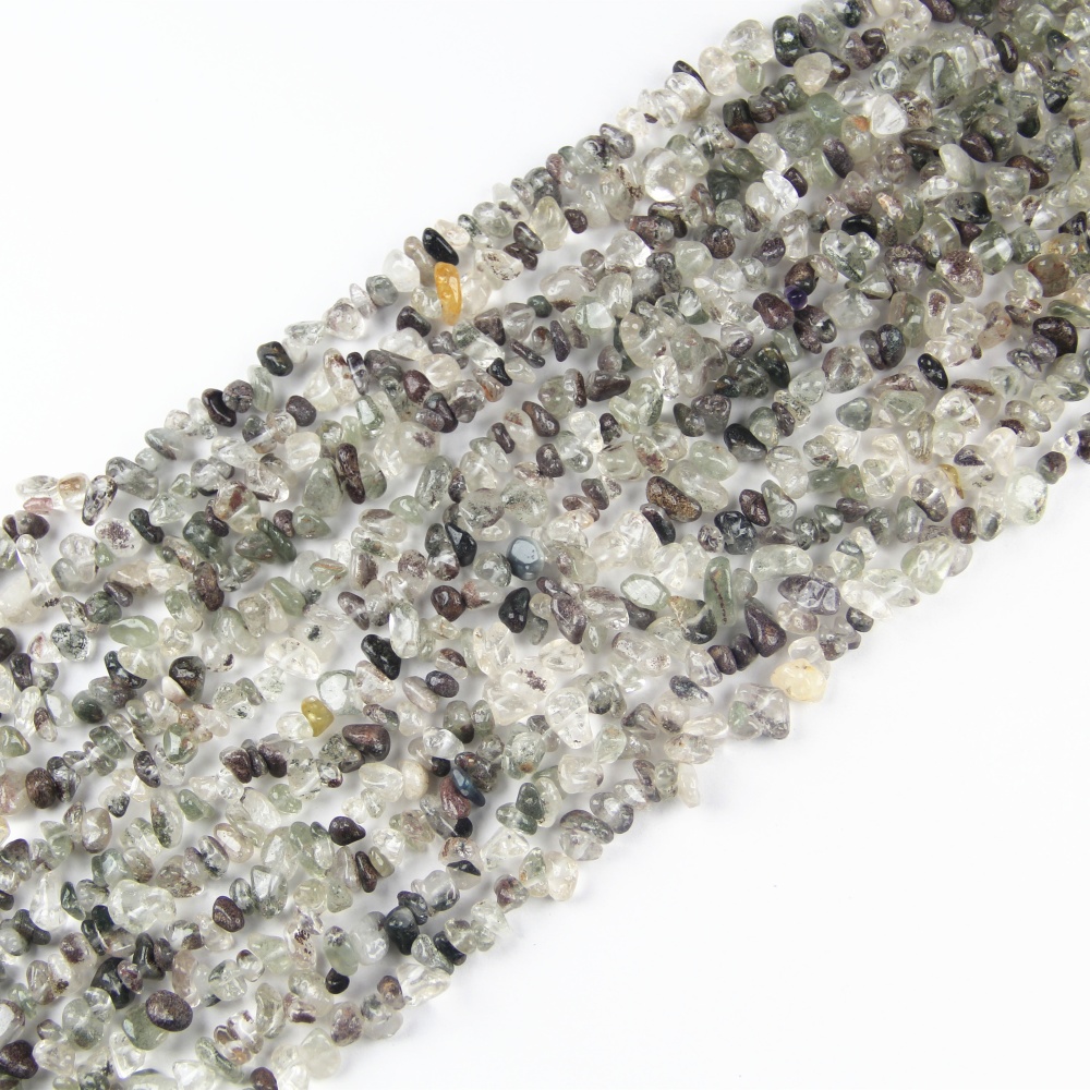 These Green Phantom Chip Beads are natural crystal beads perfect for crafting necklaces and bracelets with unique freeform shapes