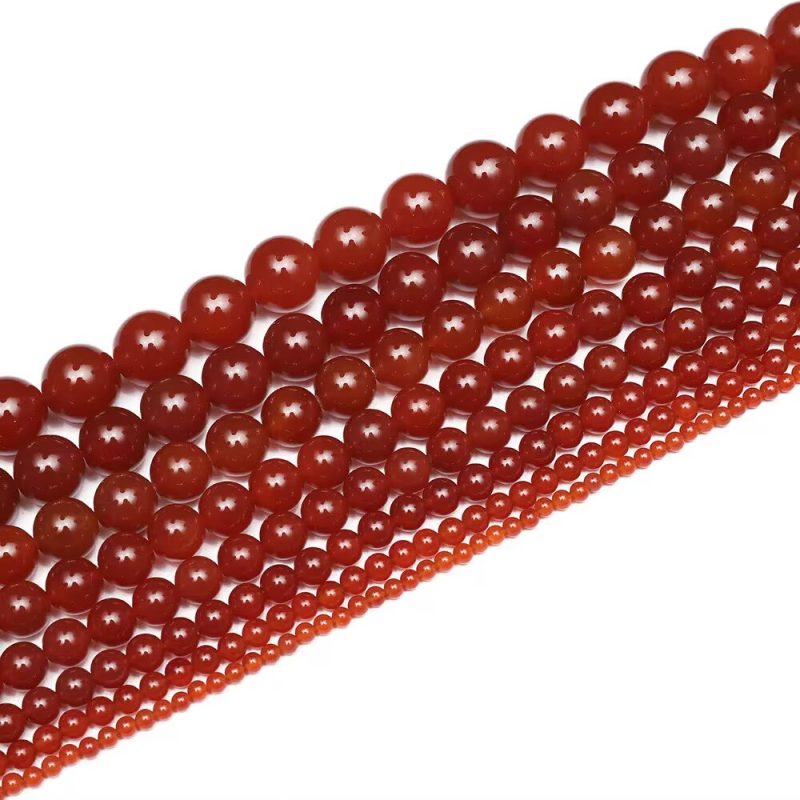 Handmade bracelet using natural red agate beads 2-14mm round drilled loose gemstones on 36-40cm strand. Gemstone beads for jewelry making, mala beads, healing accessories with grounding energy