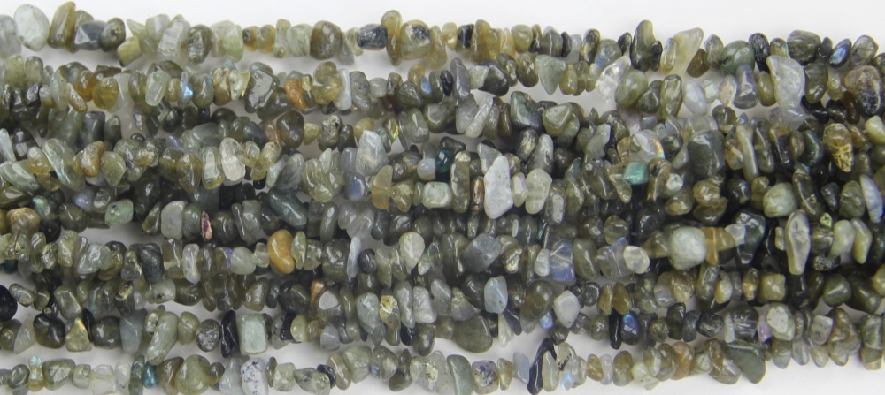 Premium Labradorite gemstone chip beads strand for artisan jewelry, craft projects, and bulk B2B purchases, irregular tumbled stones.