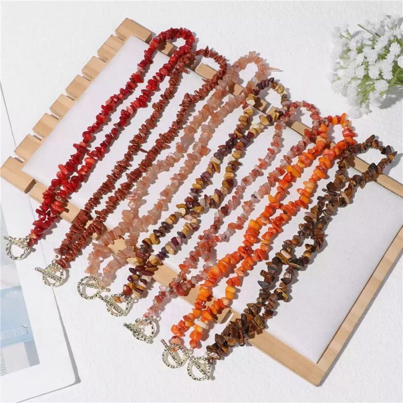 Moonstone Chip Necklace made with natural gemstone chip beads, irregular, uncut and drilled crystal design