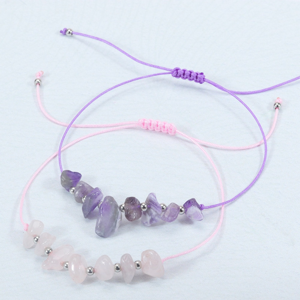 Create unique sets with healing crystal bracelets. Blend Amethyst Chip Bracelets, Chakra Chip Bracelets, and Turquoise Chip Bracelets for chakra alignment and emotional healing