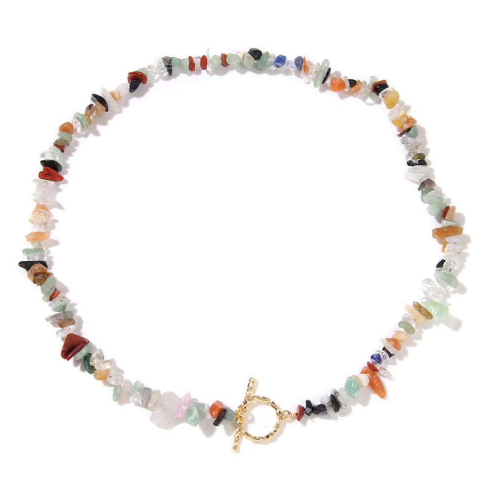 Natural gemstone chip necklace assortment including moonstone, lapis and turquoise irregular chip necklaces