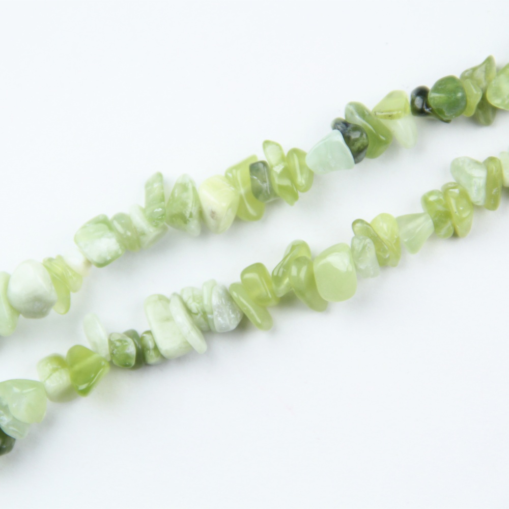Natural Serpentine Jade Chip Beads, ideal for jewelry making and emotional healing. Available in 5mm to 8mm sizes, perfect for creating custom jewelry.