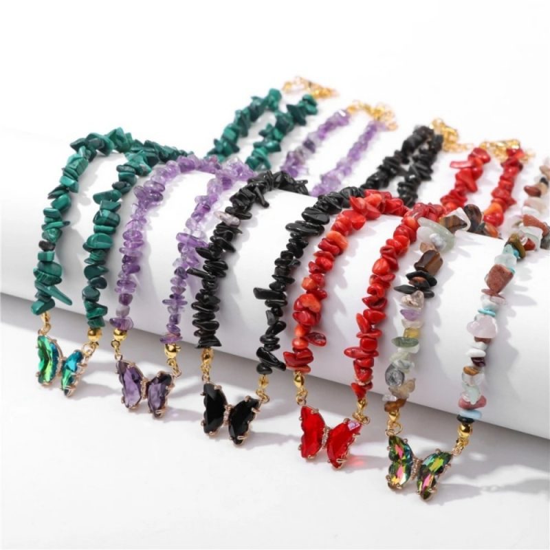 Stone Bead Necklace made with irregular, uncut natural gemstone chips, perfect for women’s chakra healing jewelry