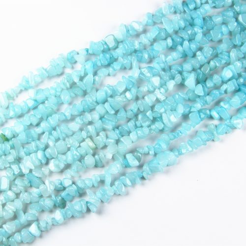 Full 80cm strand of genuine aquamarine chip beads (200-230 pcs). High-polish drilled crystal chips and aquamarine nuggets make stunning loose Aquamarine Beads for wholesale crafting and healing designs