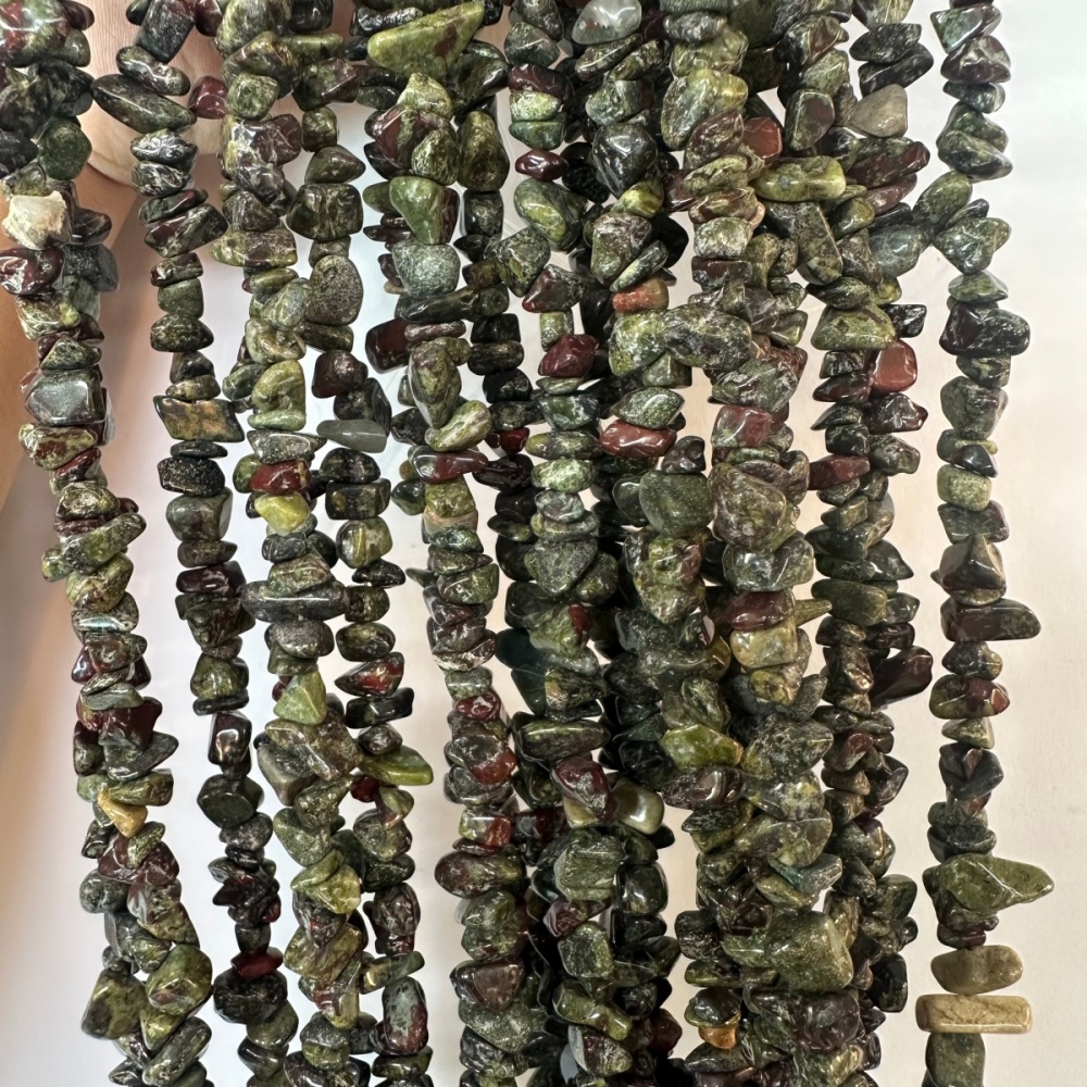 Wholesale gemstone beads made from Dragon Blood Stone chips for bulk orders