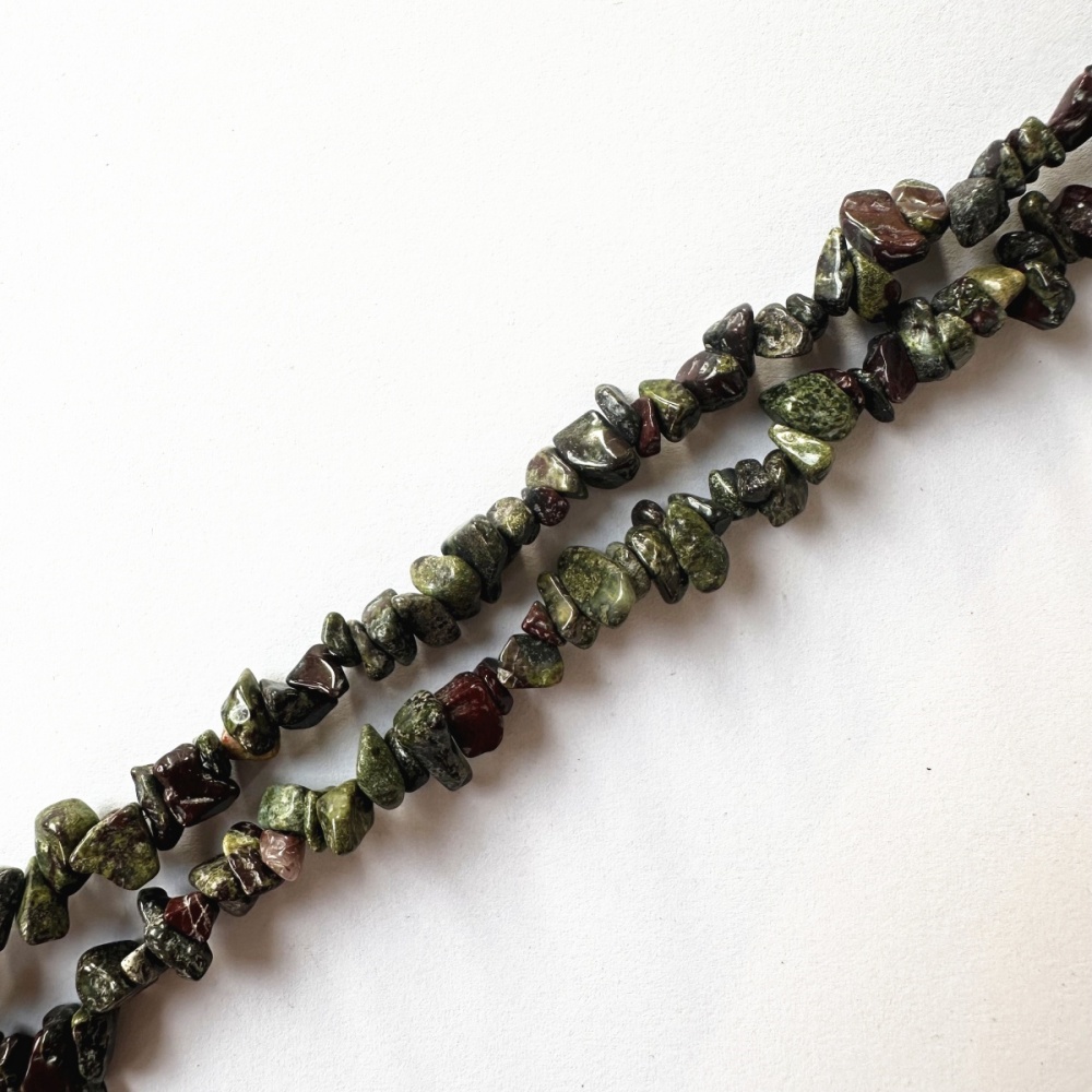 Irregular gemstone chip beads crafted from authentic Dragon Blood Stone