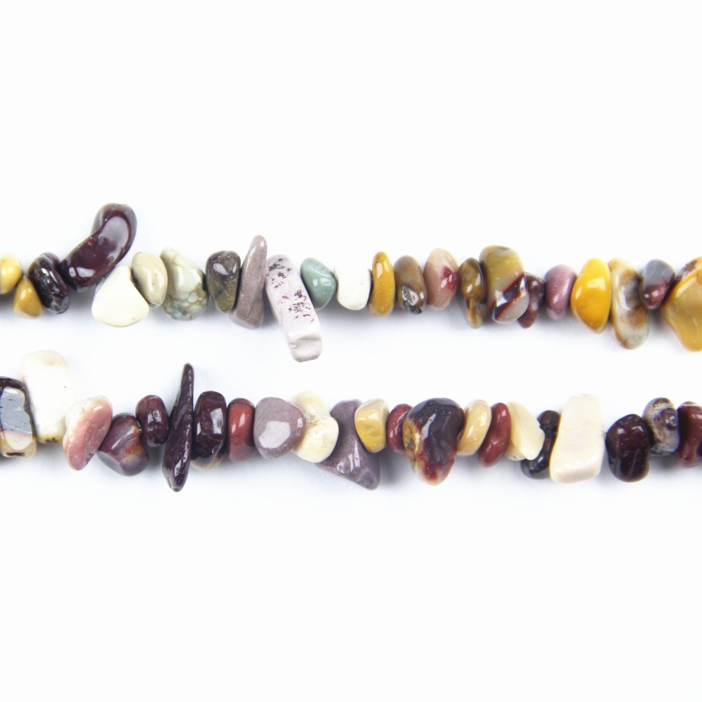5–8mm mookaite chip beads showing natural color variation
