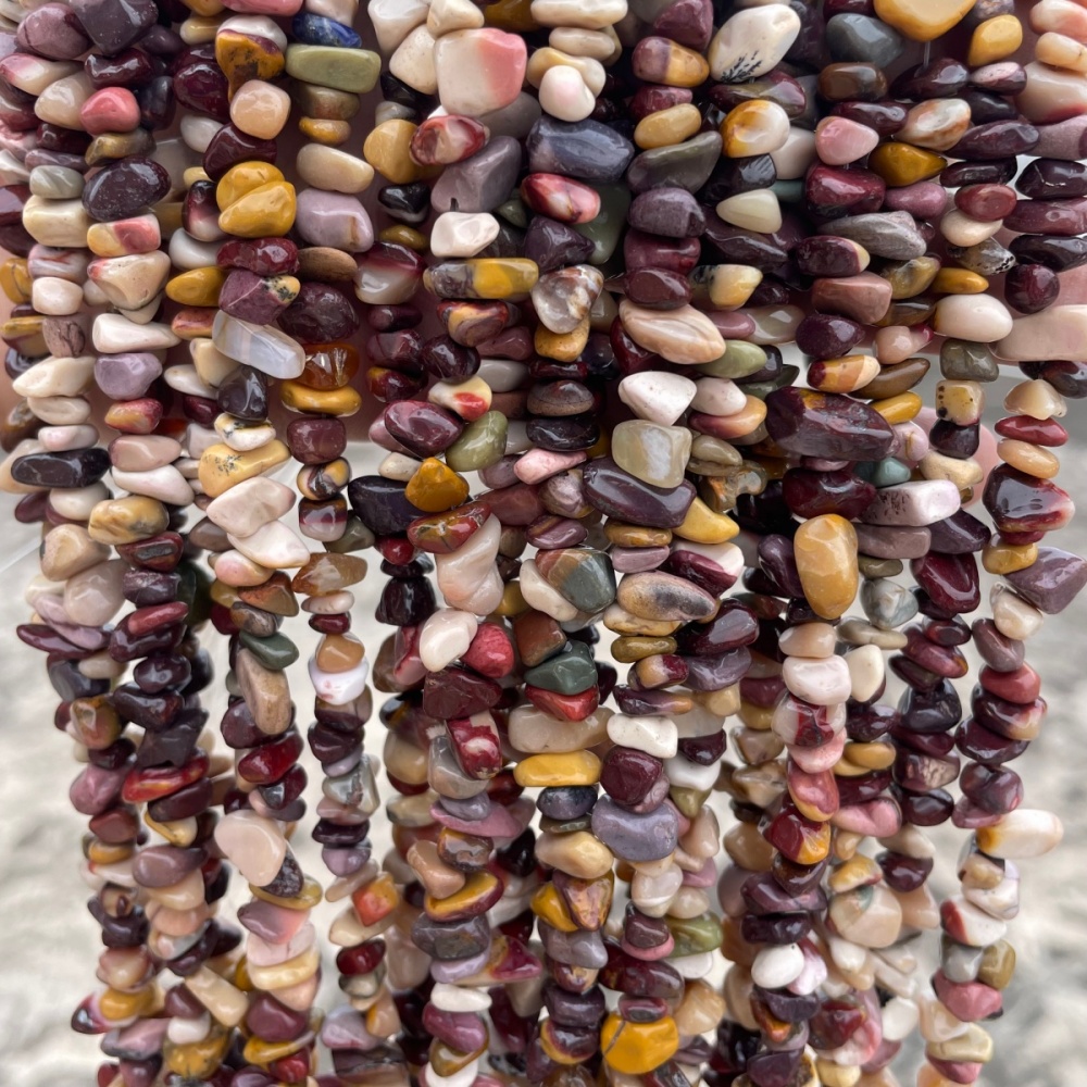 Natural mookaite nugget beads with freeform polished gemstone surfaces