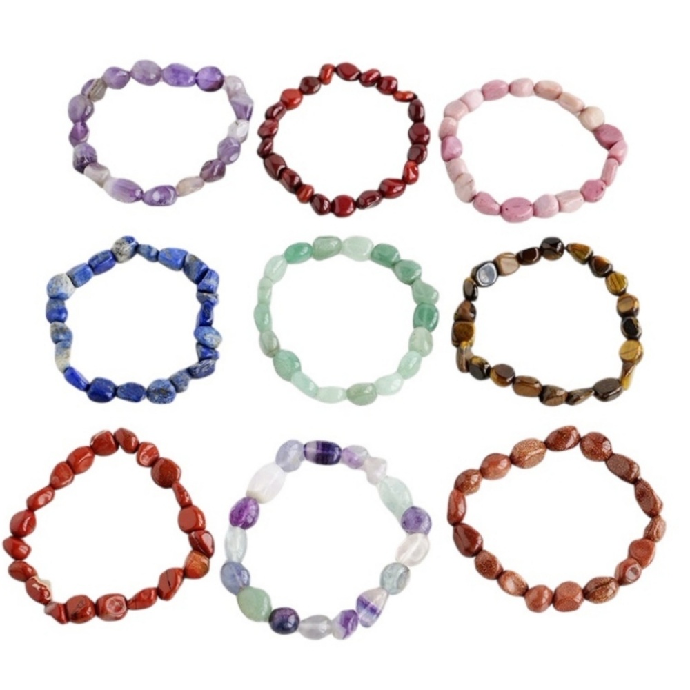Natural Gemstone Chip Bracelets with irregular Amethyst Chip Bracelet and Lapis Lazuli Chip Bracelet for everyday wear