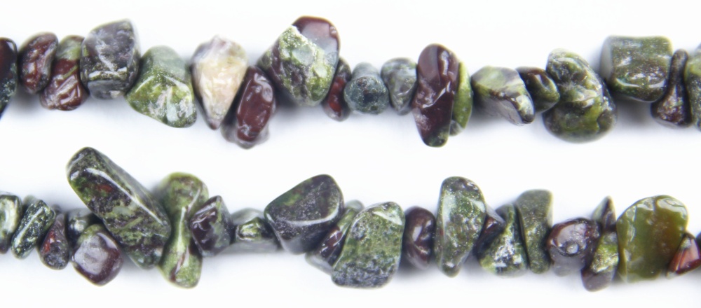 Real gemstone beads crafted from natural Dragon Blood Stone chips